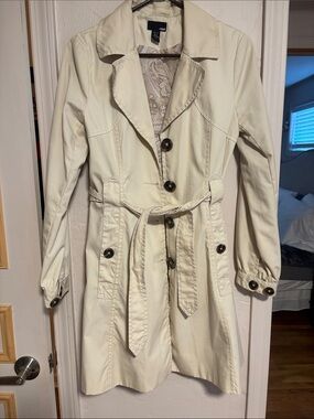 H&M Cream Trench Coat with Belted Waist